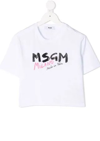 MSGM Kids укороченная футболка с логотипом