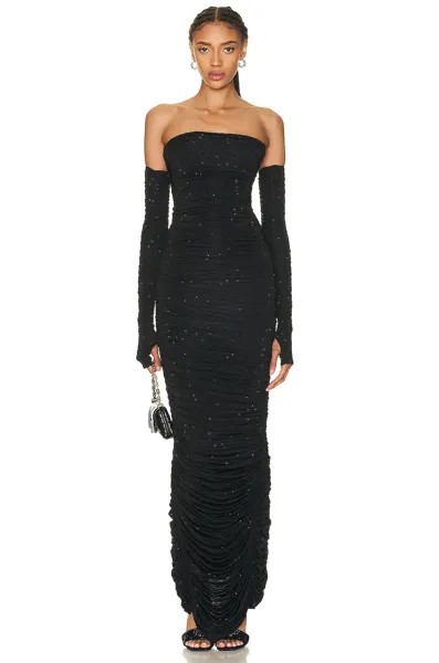 Платье Alex Perry Crystal Hyland Strapless Ruched Glove Column, черный