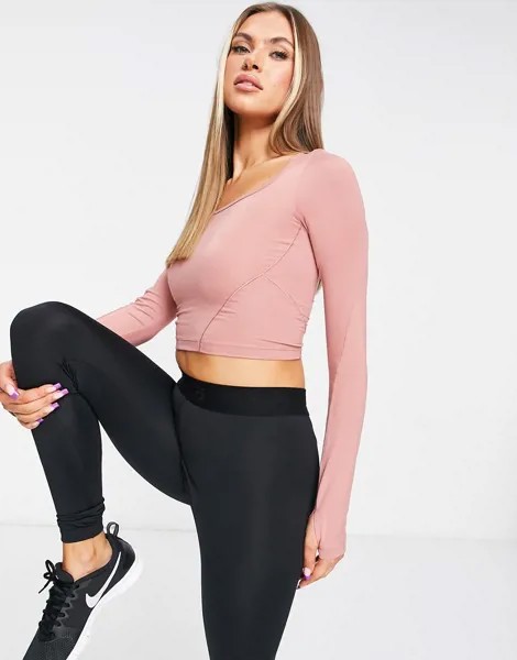 Лонгслив с контурными швами и квадратным вырезом ASOS 4505-Фиолетовый цвет