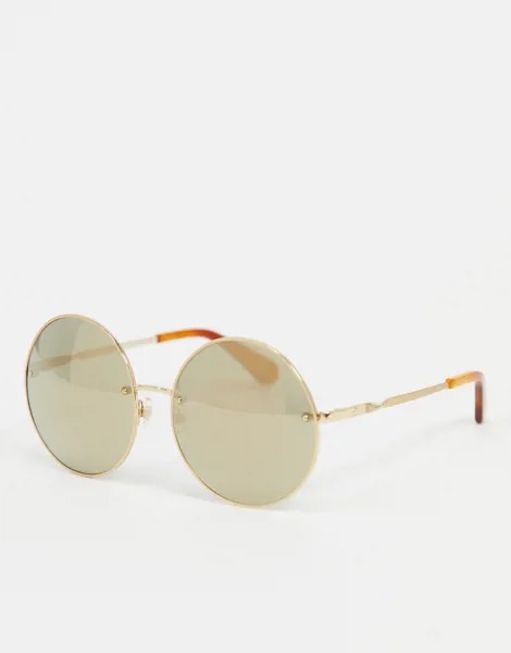 Круглые солнцезащитные очки с черепаховыми вставками Kate Spade-Золотистый