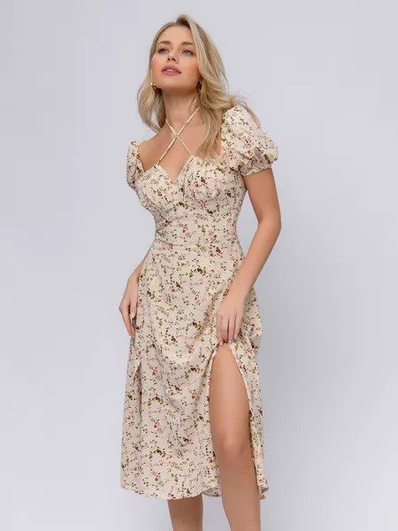 Платье женское 1001dress 0102937BG бежевое 58 RU