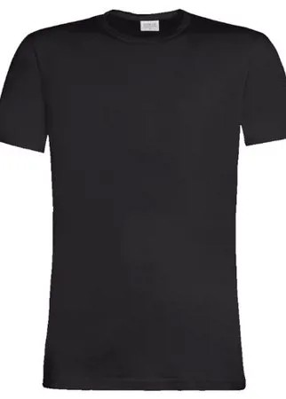 Cotonella Мужская футболка из хлопка с круглым вырезом, черный, 46