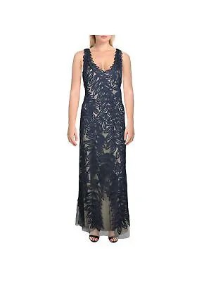 JS COLLECTION Женское темно-синее вечернее платье без рукавов с v-образным вырезом на спине 8