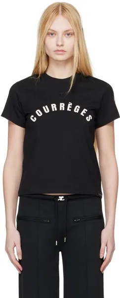 Черная прямая футболка AC Courreges, цвет Black