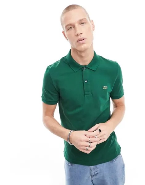 Темно-зеленая рубашка-поло с логотипом Lacoste