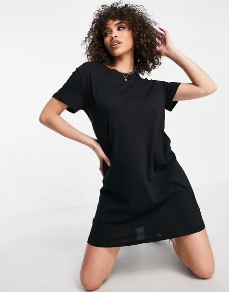 Черное платье-футболка из органического хлопка NA-KD-Черный