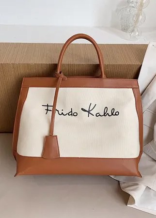Женщины Коричневый Холщовый Портфель Пэчворк Плечо Сумка Сумка Tote