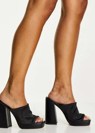 Черные атласные мюли на платформе Topshop Rock-Черный цвет