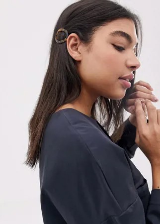 Круглая заколка для волос с черепаховой отделкой ASOS DESIGN-Мульти