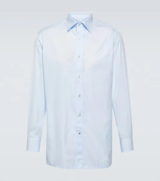 Рубашка Оксфорд из хлопкового поплина Loro Piana, синий