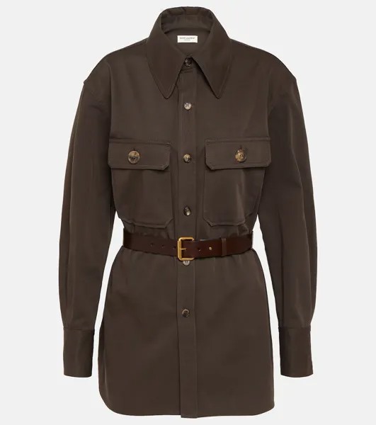 Хлопковая рубашка Saint Laurent, коричневый