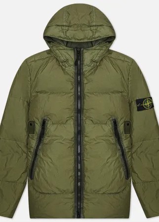 Мужской пуховик Stone Island Crinkle Reps NY Down, цвет оливковый, размер XL