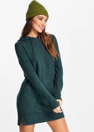 Трикотажное платье-худи темно-зеленого цвета Vero Moda-Зеленый цвет