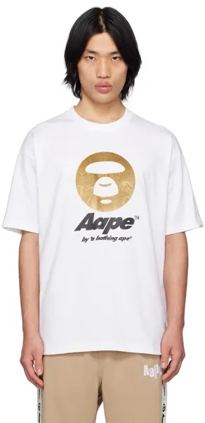 Белая блестящая футболка AAPE by A Bathing Ape
