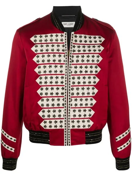 Saint Laurent бомбер Officer с вышивкой бисером