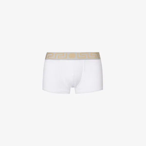 Плавки из эластичного хлопка с фирменным поясом Versace, белый