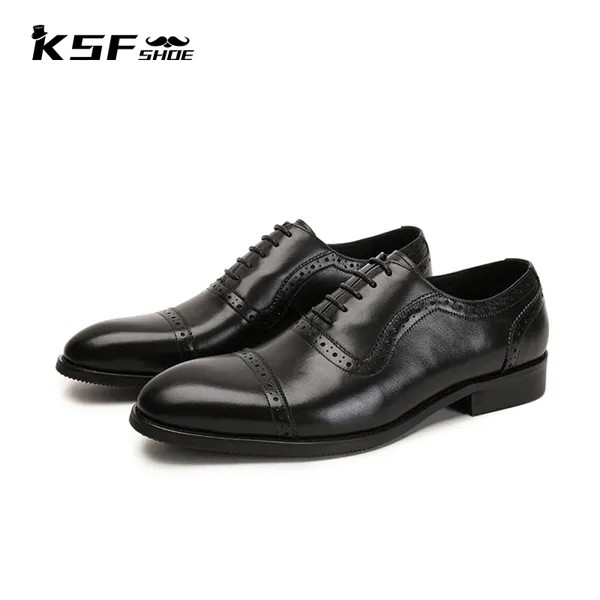 Туфли-оксфорды KSF мужские деловые, дизайнерская модная офисная обувь из натуральной кожи, Роскошные элегантные свадебные туфли под костюм д...