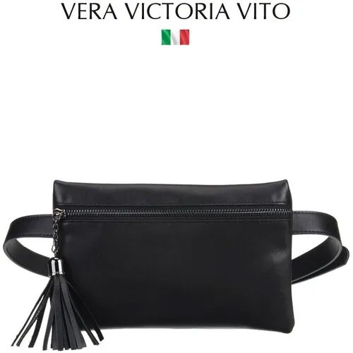 Сумка поясная Vera Victoria Vito, фактура гладкая, черный