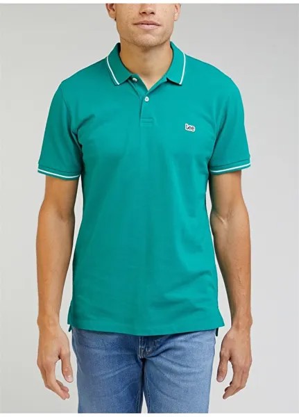 Зеленая мужская футболка с воротником поло Lee