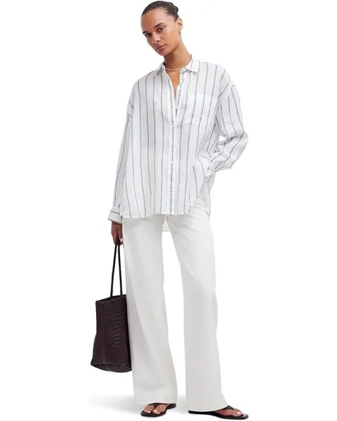 Рубашка Madewell The Oversized Shirt in Stripe Ramie, цвет Celeste