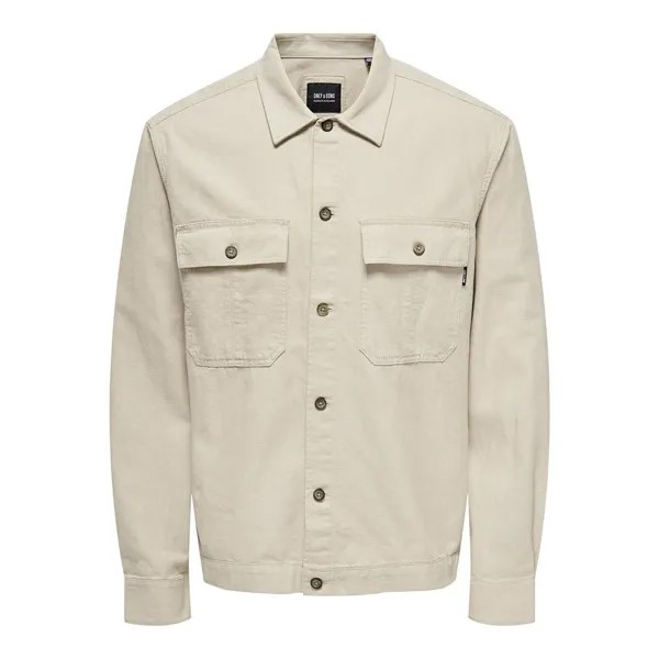 Рубашка Only & Sons Long Sleeve Kennet Life Linen Overshirt, бежевый