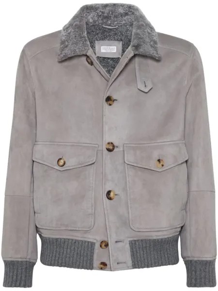 Brunello Cucinelli куртка с меховым воротником, серый