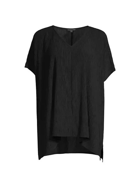 Свободная блузка с V-образным вырезом Eileen Fisher, черный