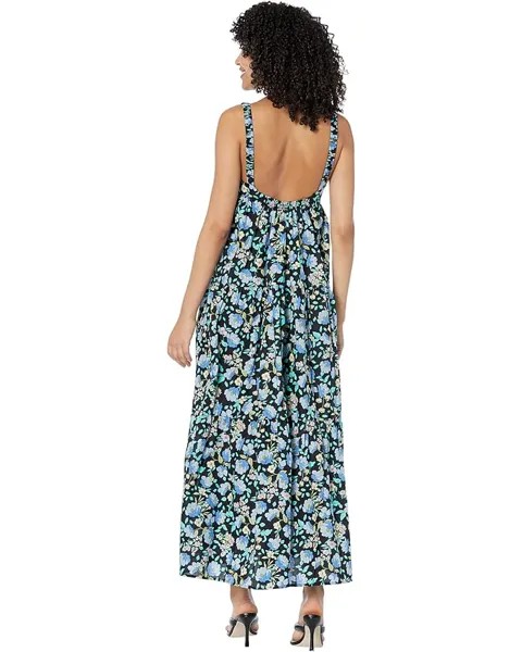 Платье MOON RIVER Floral Printed Maxi Dress, черный мульти