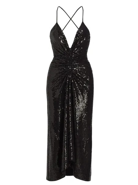 Украшенное платье-миди Cascade Michael Kors Collection, черный