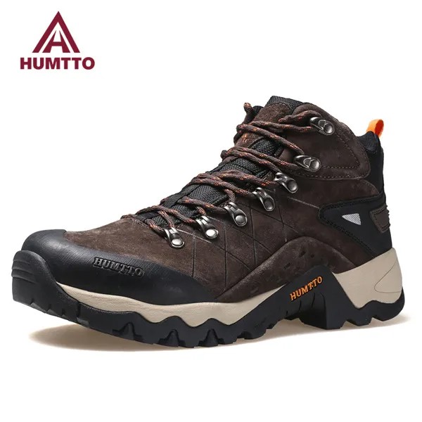 Водонепроницаемые походные ботинки HUMTTO, зимние кожаные охотничьи треккинговые кроссовки для мужчин, уличная спортивная прогулочная тактическая Защитная мужская обувь