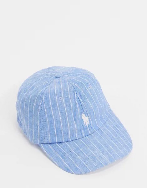 Синяя кепка в полоску с контрастным логотипом Polo Ralph Lauren-Синий