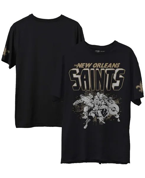 Мужская черная футболка new orleans saints marvel Junk Food, черный