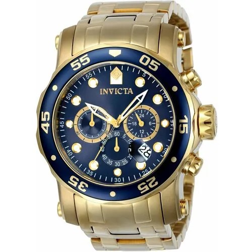 Наручные часы INVICTA Часы мужские кварцевые Invicta Pro Diver (+дополнительный ремень!) 23651, золотой