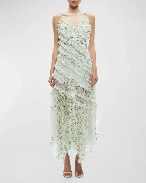 Платье макси с кружевом и оборками Sondra Alice + Olivia, цвет Georgia Floral