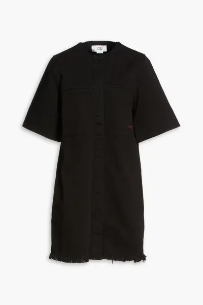 Джинсовое платье-рубашка мини с потертостями Victoria, Victoria Beckham, черный