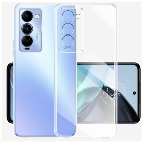 Прозрачный силиконовый чехол с защитой камеры для Tecno Camon 18P / Тонкий противоударный легкий чехол накладка на телефон Техно Камон 18Р