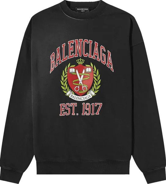 Толстовка Balenciaga College Logo Crewneck 'Black/Red', черный