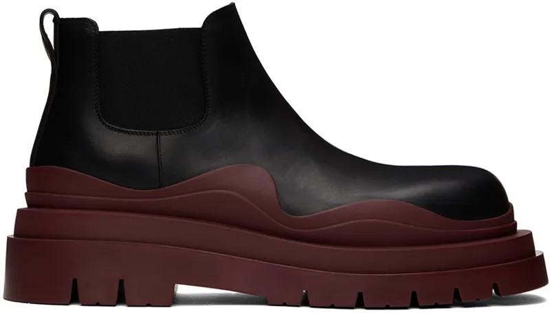 Черно-бордовые ботинки челси с шинами Bottega Veneta
