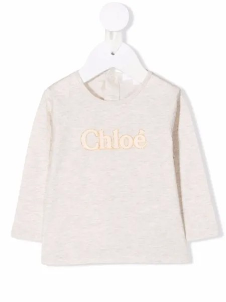 Chloé Kids футболка с логотипом и блестками