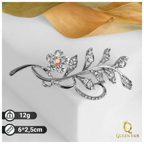 Брошь Queen Fair, стразы, белый
