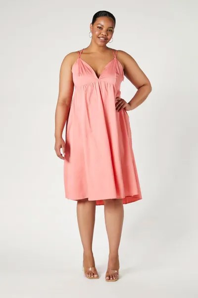 Платье миди в стиле бейбидолл больших размеров с перекрещивающимися принтами Forever 21, розовый