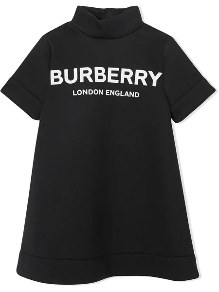 Burberry Kids платье с воротником-воронкой и логотипом