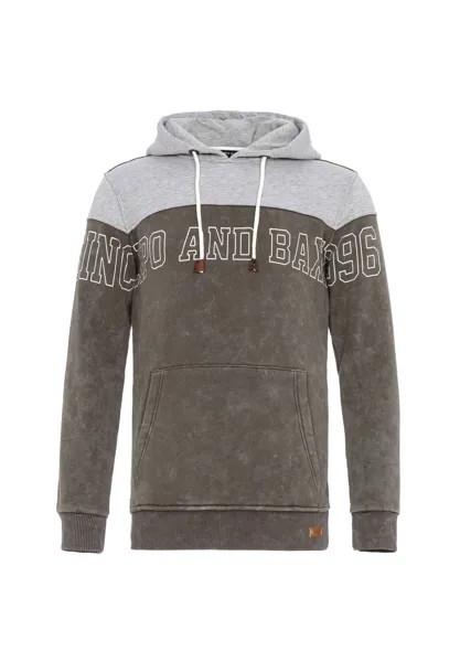 Толстовка с капюшоном, стильный образ CIPO & BAXX, цвет Grey Khaki