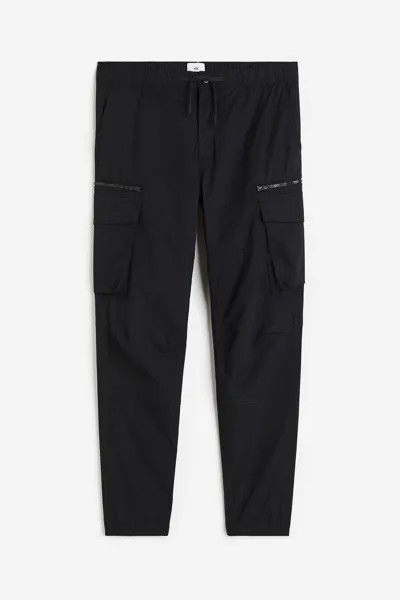 Брюки H&M Regular Fit Ripstop Cargo, черный