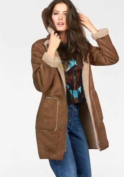Aniston CASUAL полупальто с капюшоном, бежевый