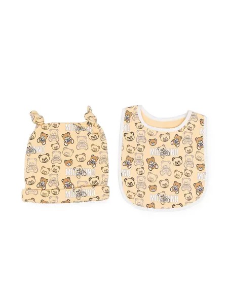 Moschino Kids комплект из шапки и нагрудника с принтом Teddy Bear