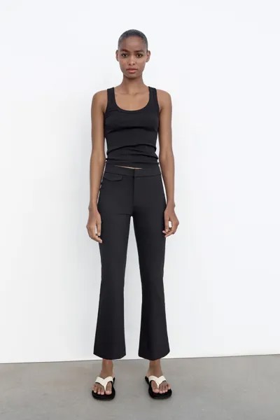 Мини-расклешенные брюки ZARA, черный