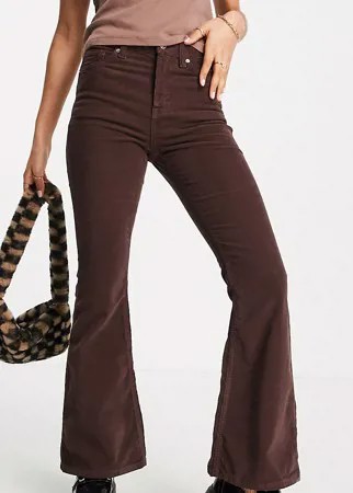 Расклешенные джинсы из вельвета шоколадного цвета Topshop Petite Jamie-Коричневый цвет