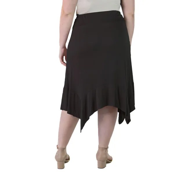 Плюс размер 24Seven Comfort Apparel, однотонная юбка-миди с эластичной резинкой на талии 24Seven Comfort, черный
