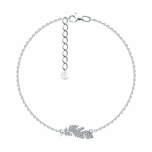 Браслет Яхонт, серебро, 925 проба, фианит, длина 18 см., бесцветный